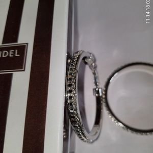 NEW HENRI BENDEL silver tone 2 inch hoops